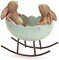 Laughing Bunny Rabbits Rocking in an Easter Egg Cradle Spring Easter Decoration Vintage Rustic Country Bunnies Rabbit Figurine Statue (Bunnies in a Cradle)